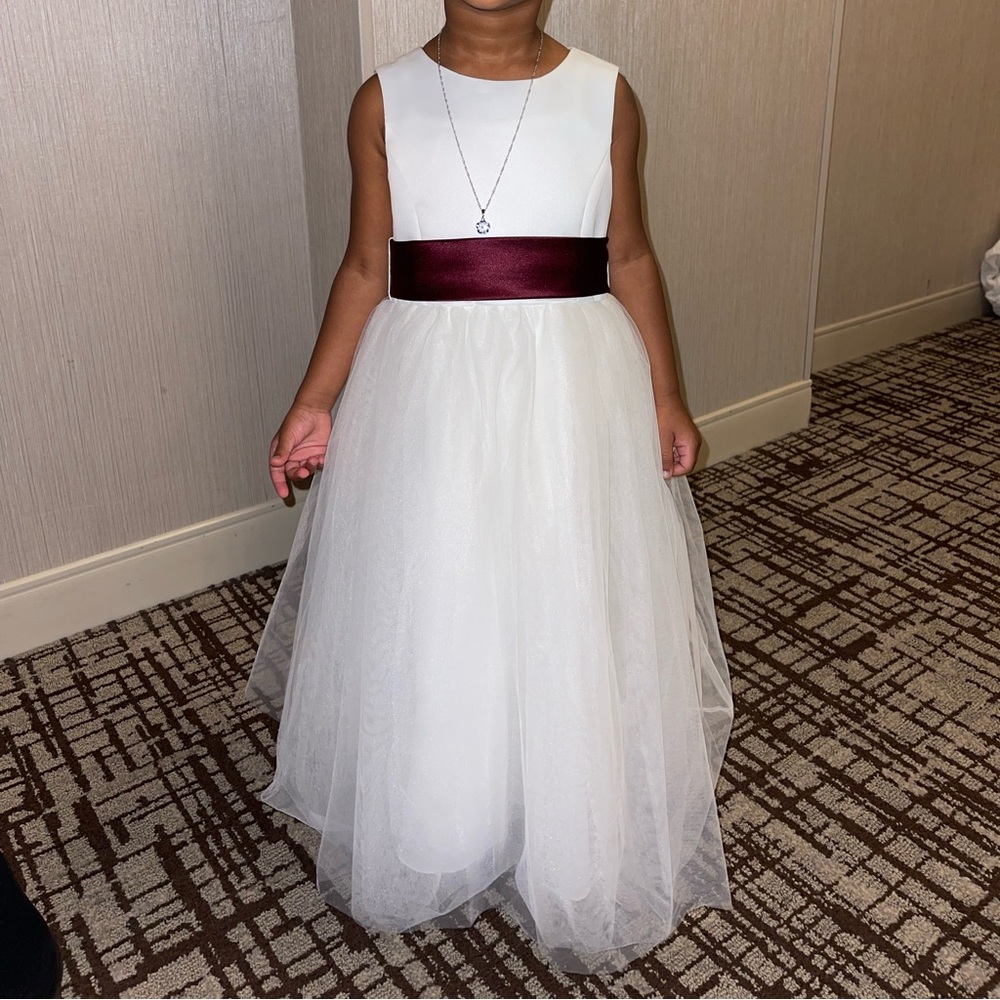 Satin Flower Girl Dress with Tulle Skirt